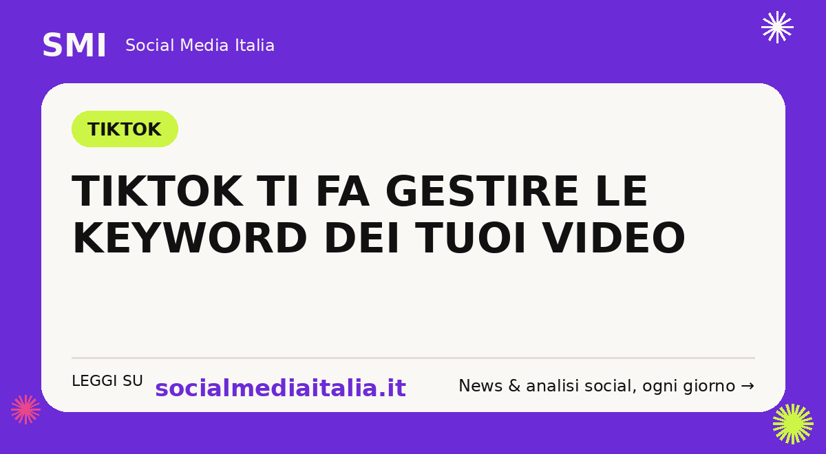 TikTok gestione keyword video